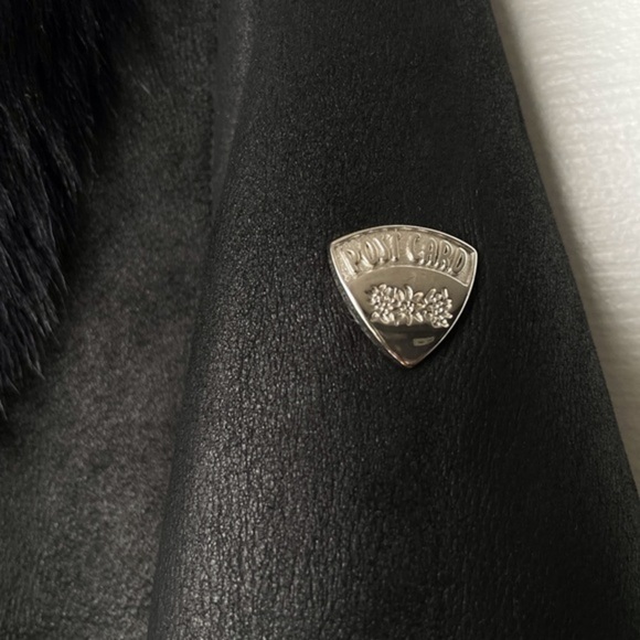 Post Card womens black long shearling lamb‎ coat Size 10 - Picture 4 of 12